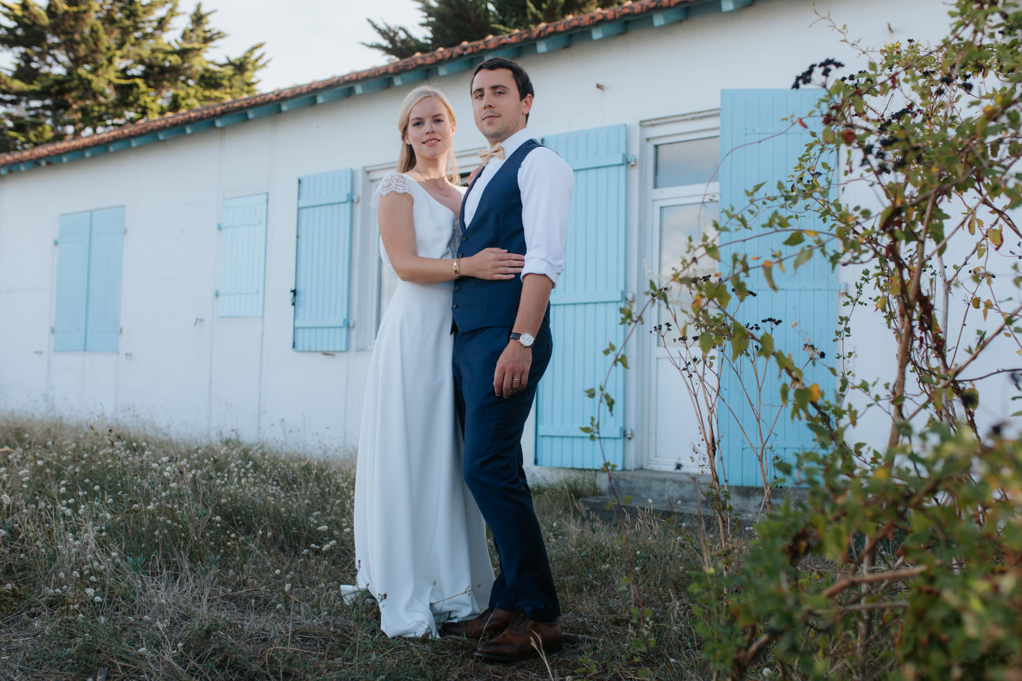 Portrait mariés Noirmoutier plage de mardi gras Le Vieil maison César Rosalie Sautet