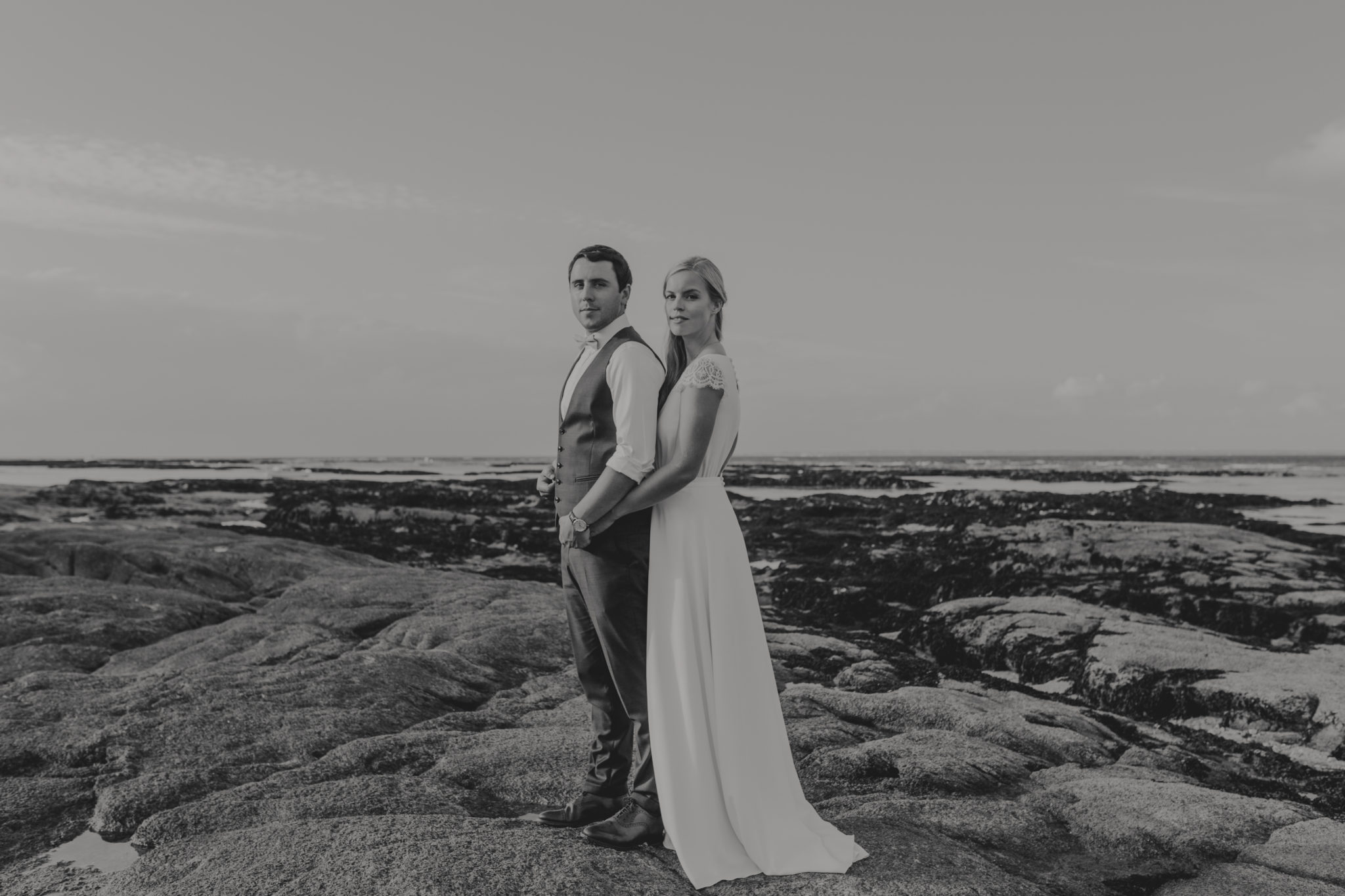 Portrait mariés Noirmoutier plage de mardi gras Le Vieil