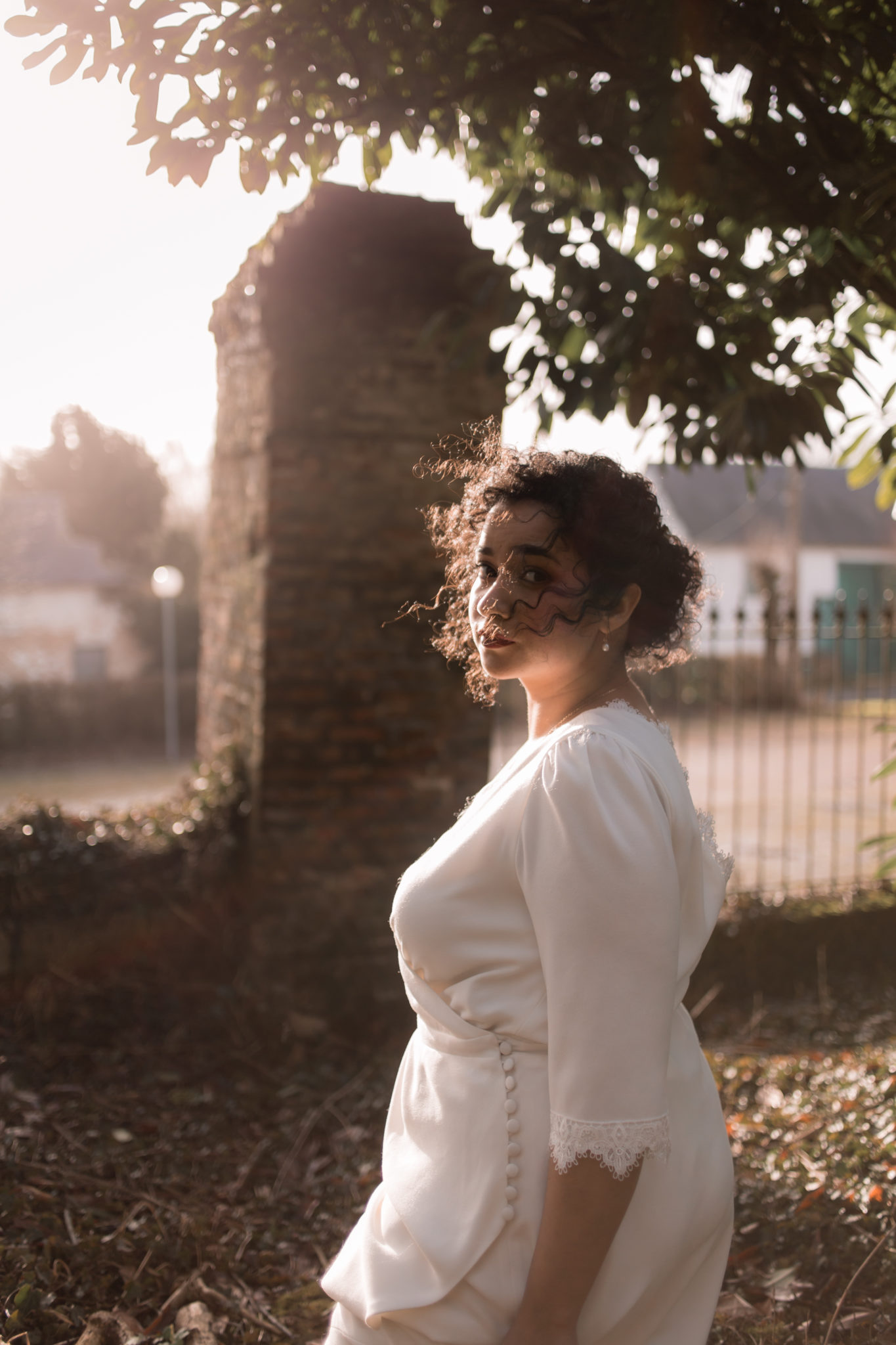 Portrait mariée mariage hiver jardin Chateau Naours Picardie Amiens