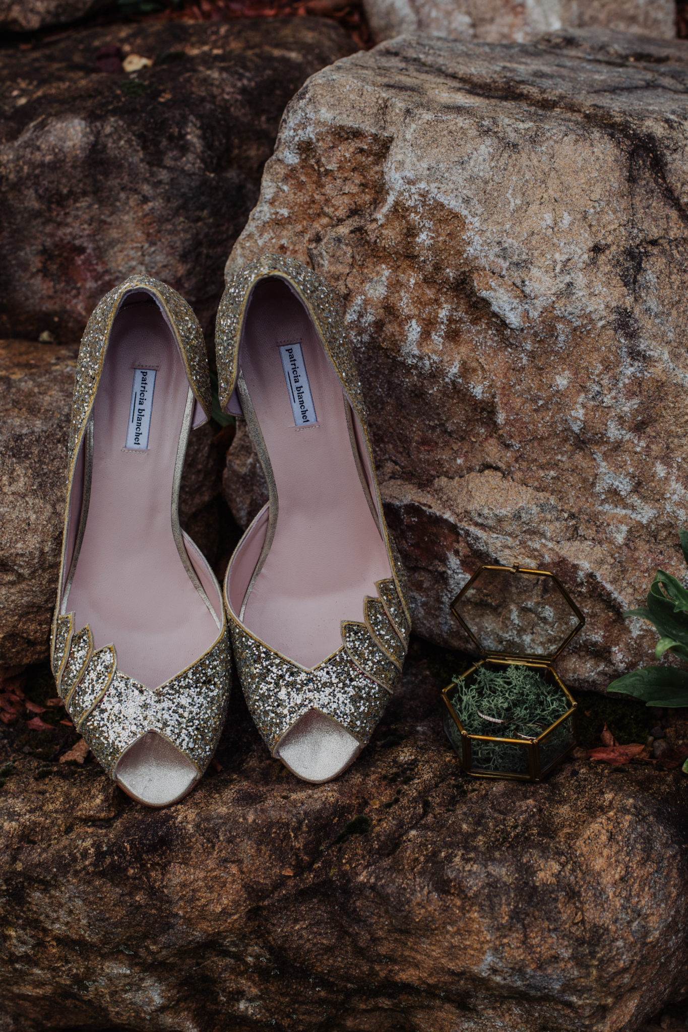 Chaussures Patricia Blanchet paillettes glitter alliances coffret verre mousse mariage Lyon Beaujolais