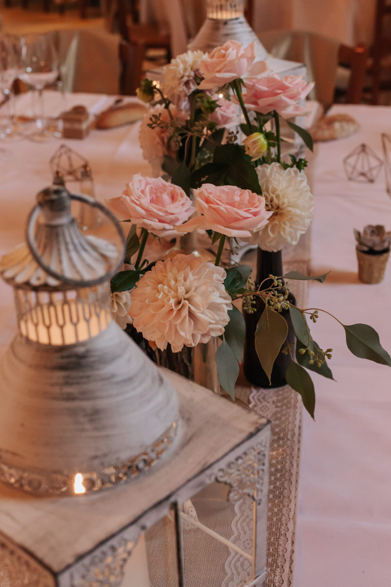 Décoration vase gold or rose diy Domaine de l'Ordre des Compagnons du Beaujolais Lacenas