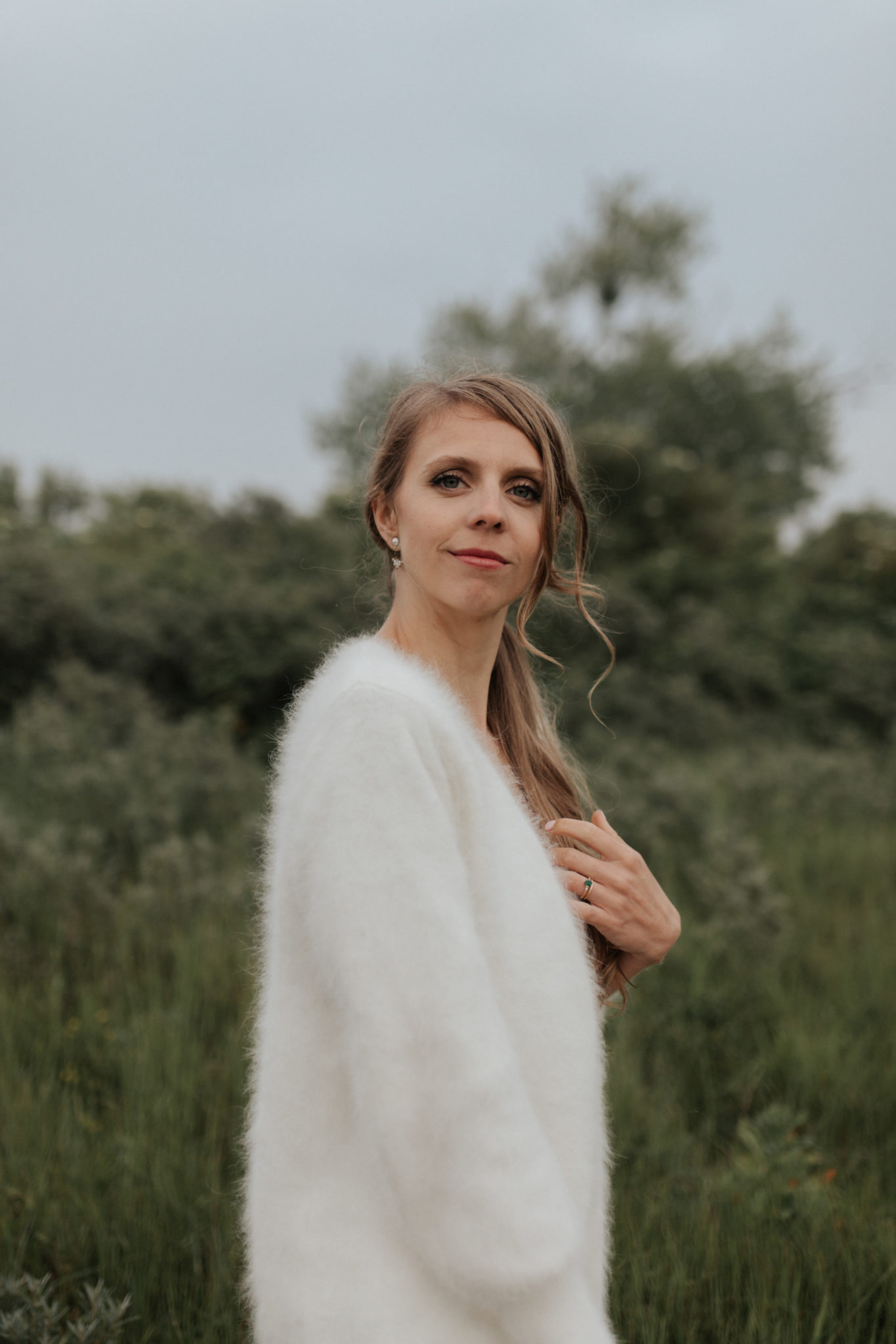 Portrait mariée robe rime arodaky Ouistreham pointe du siège