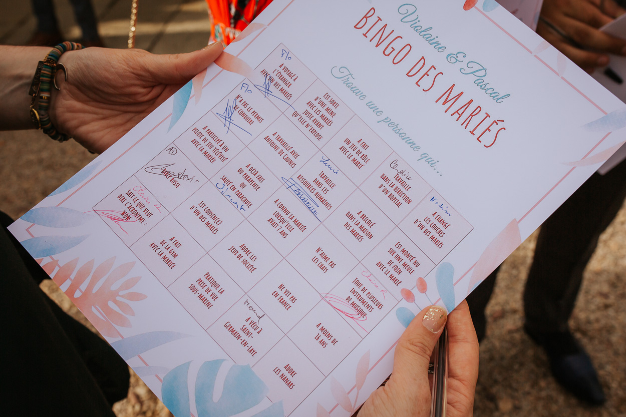 jeu bingo des mariés animation cocktail mariage